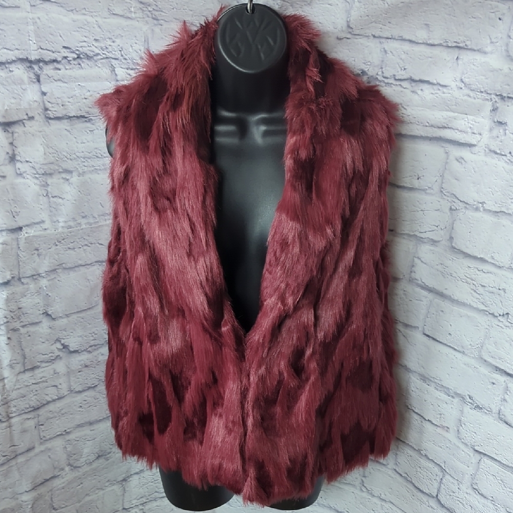 Express Burgundy Faux Fur Vest Size M/L